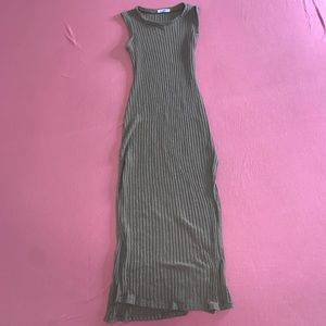 Green High Slit Dress